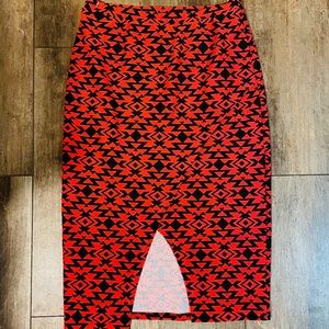 Bobeau Aztec Print Pencil Skirt